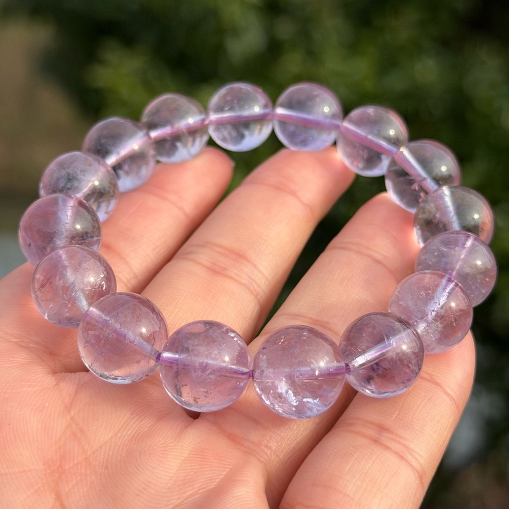 13mm stretchable clear purple amethyst bracelet‎ 1108